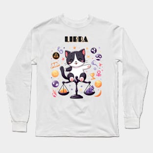 Libra Zodiac Cat Long Sleeve T-Shirt
